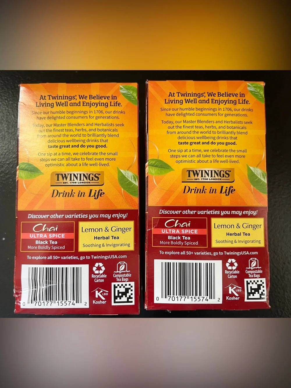 x2 Boxes 40 Bags Total Twinings Tea Chai Warm Spice 10/2026